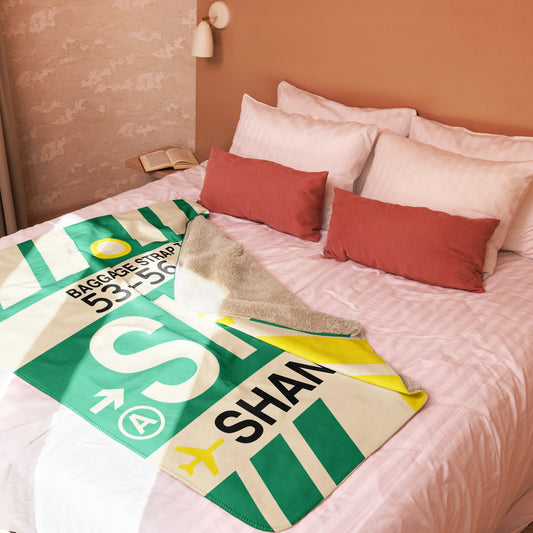 SHA Shanghai Sherpa Blanket • Jet Age Baggage Tag Design • YHM Designs - Image 02