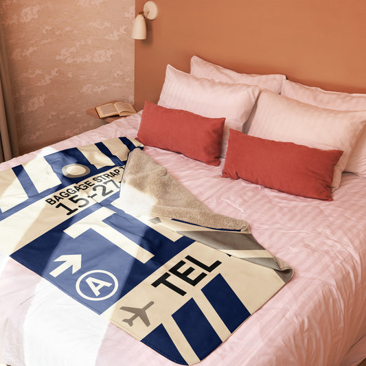 TLV Tel Aviv Sherpa Blanket • Jet Age Baggage Tag Design • YHM Designs - Image 02