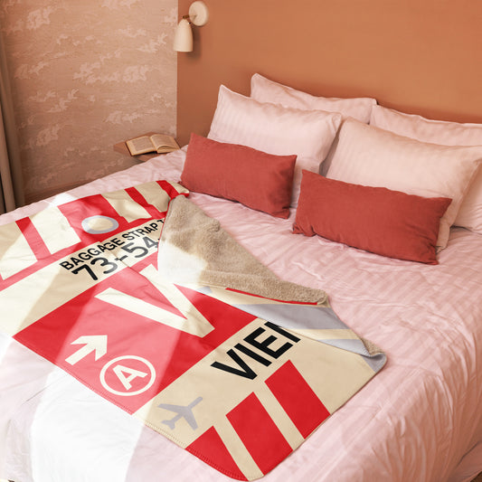 VIE Vienna Sherpa Blanket • Jet Age Baggage Tag Design • YHM Designs - Image 02