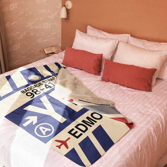 YEG Edmonton Sherpa Blanket • Jet Age Baggage Tag Design • YHM Designs - Image 02