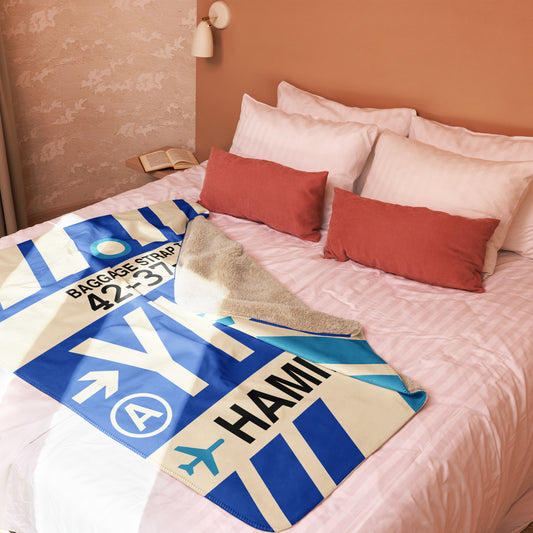 YHM Hamilton Sherpa Blanket • Jet Age Baggage Tag Design • YHM Designs - Image 02