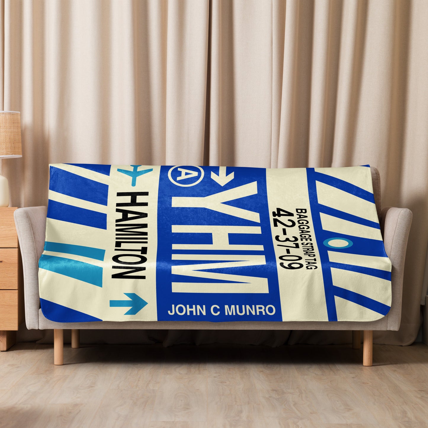 YHM Hamilton Sherpa Blanket • Jet Age Baggage Tag Design • YHM Designs - Image 08