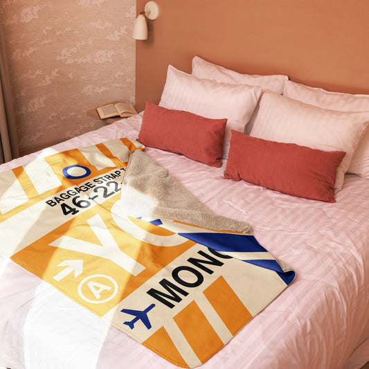 YQM Moncton Sherpa Blanket • Jet Age Baggage Tag Design • YHM Designs - Image 02