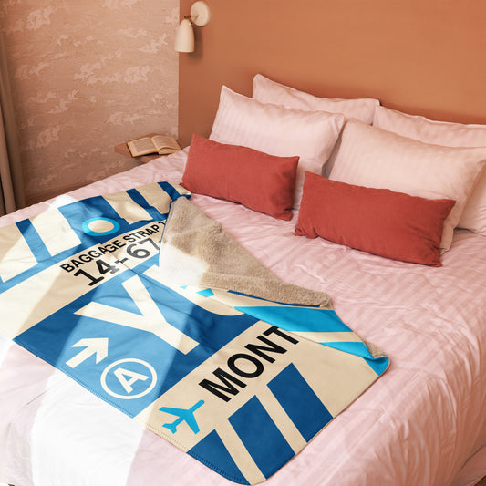 YUL Montreal Sherpa Blanket • Jet Age Baggage Tag Design • YHM Designs - Image 02