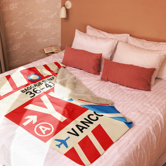 YVR Vancouver Sherpa Blanket • Jet Age Baggage Tag Design • YHM Designs - Image 02