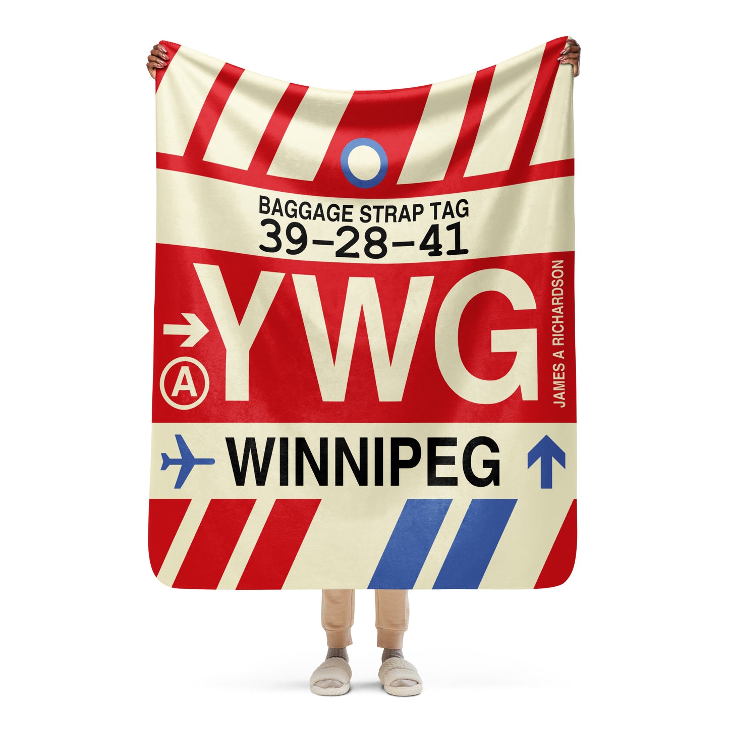 Travel Gift Sherpa Blanket • YWG Winnipeg Souvenir • YHM Designs - Image 05