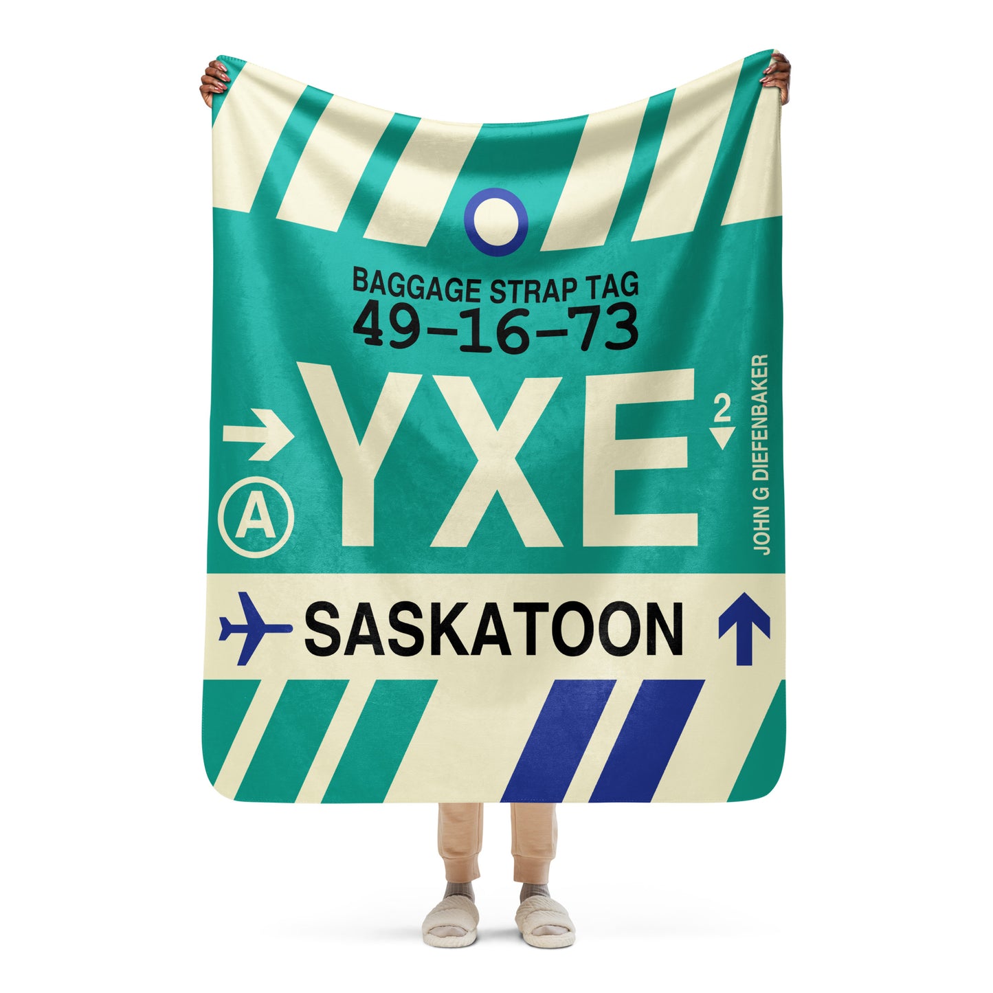 Travel Gift Sherpa Blanket • YXE Saskatoon Souvenir • YHM Designs - Image 05