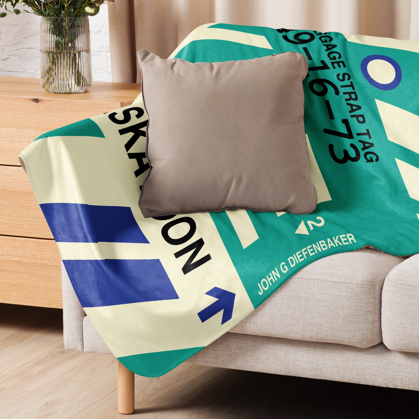 Travel Gift Sherpa Blanket • YXE Saskatoon Souvenir • YHM Designs - Image 06