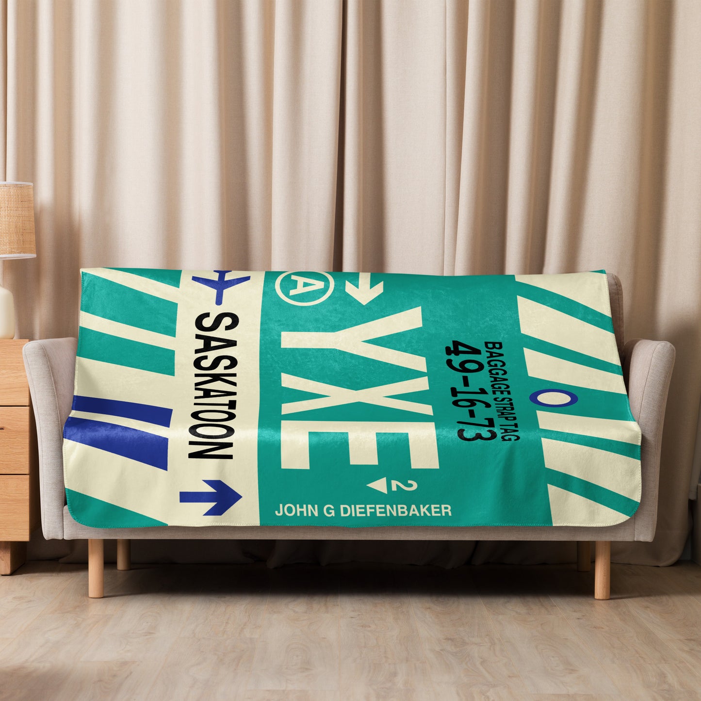 Travel Gift Sherpa Blanket • YXE Saskatoon Souvenir • YHM Designs - Image 08