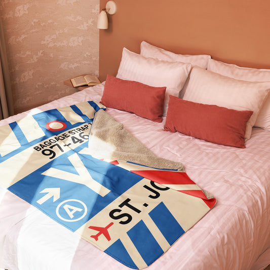 YYT St. John's Sherpa Blanket • Jet Age Baggage Tag Design • YHM Designs - Image 02