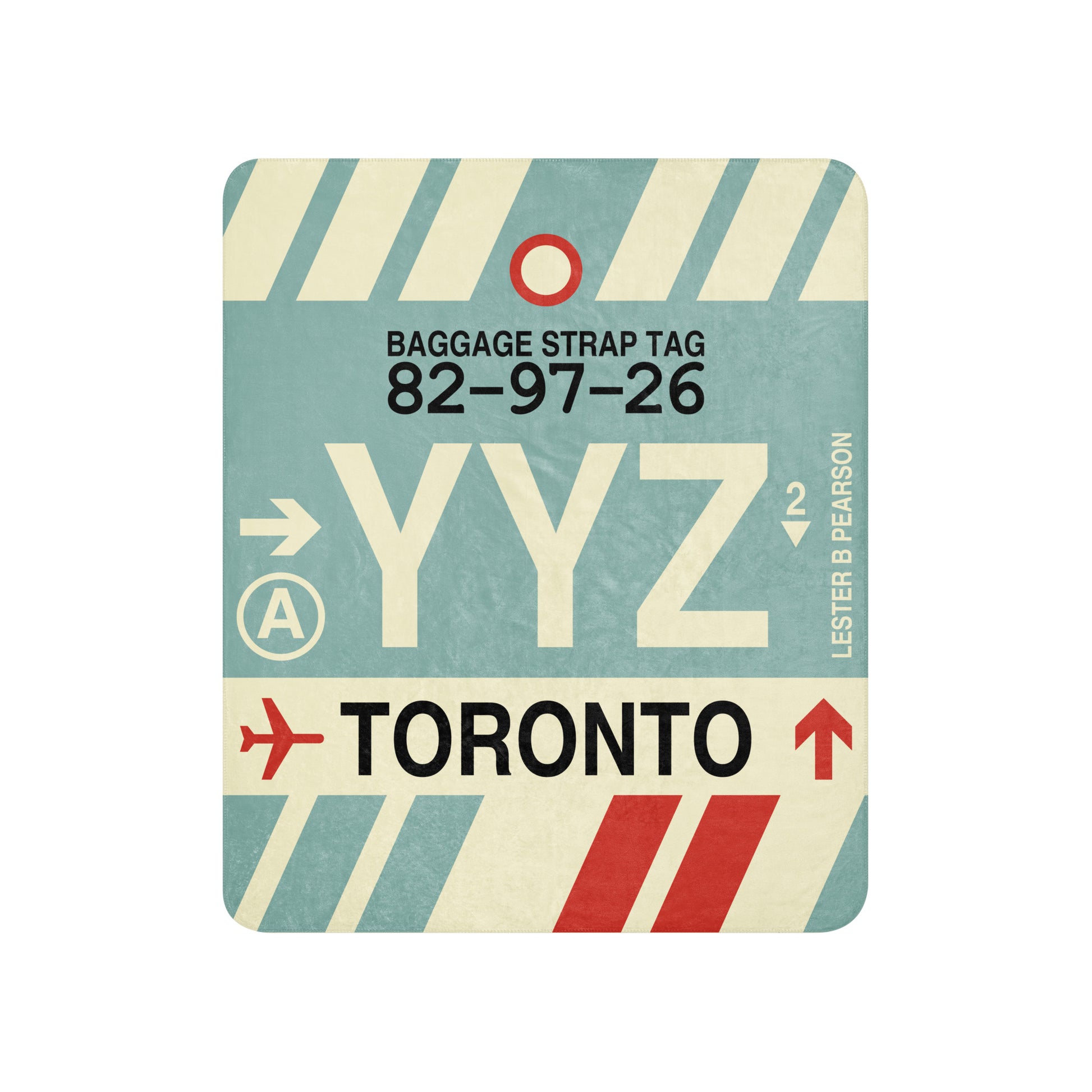 YYZ Toronto Sherpa Blanket • Jet Age Baggage Tag Design • YHM Designs - Image 01