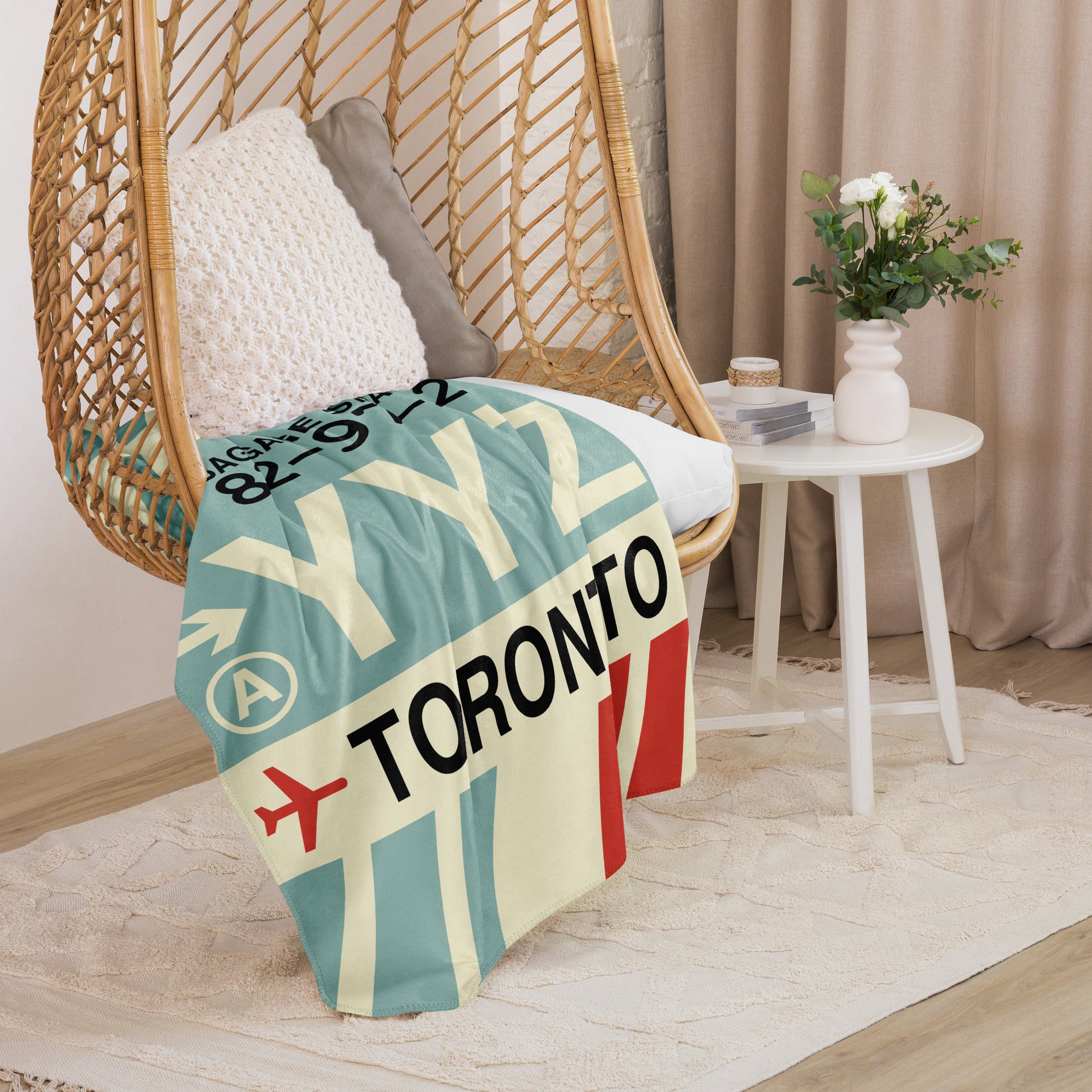 YYZ Toronto Sherpa Blanket • Jet Age Baggage Tag Design • YHM Designs - Image 07