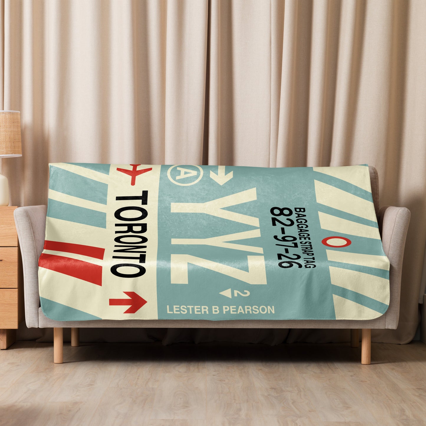 YYZ Toronto Sherpa Blanket • Jet Age Baggage Tag Design • YHM Designs - Image 08