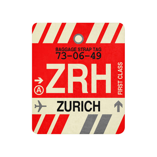 ZRH Zurich Sherpa Blanket • Jet Age Baggage Tag Design • YHM Designs - Image 01