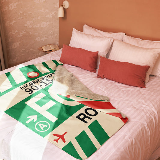 FCO Rome Sherpa Blanket • Jet Age Baggage Tag Design • YHM Designs - Image 02