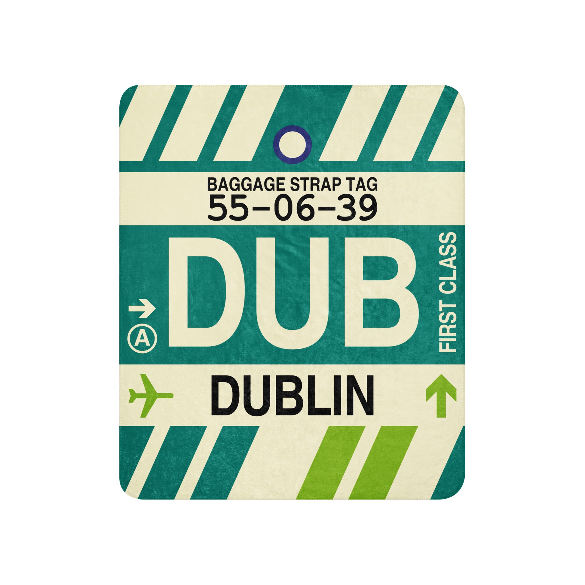 DUB Dublin Sherpa Blanket • Jet Age Baggage Tag Design • YHM Designs - Image 01