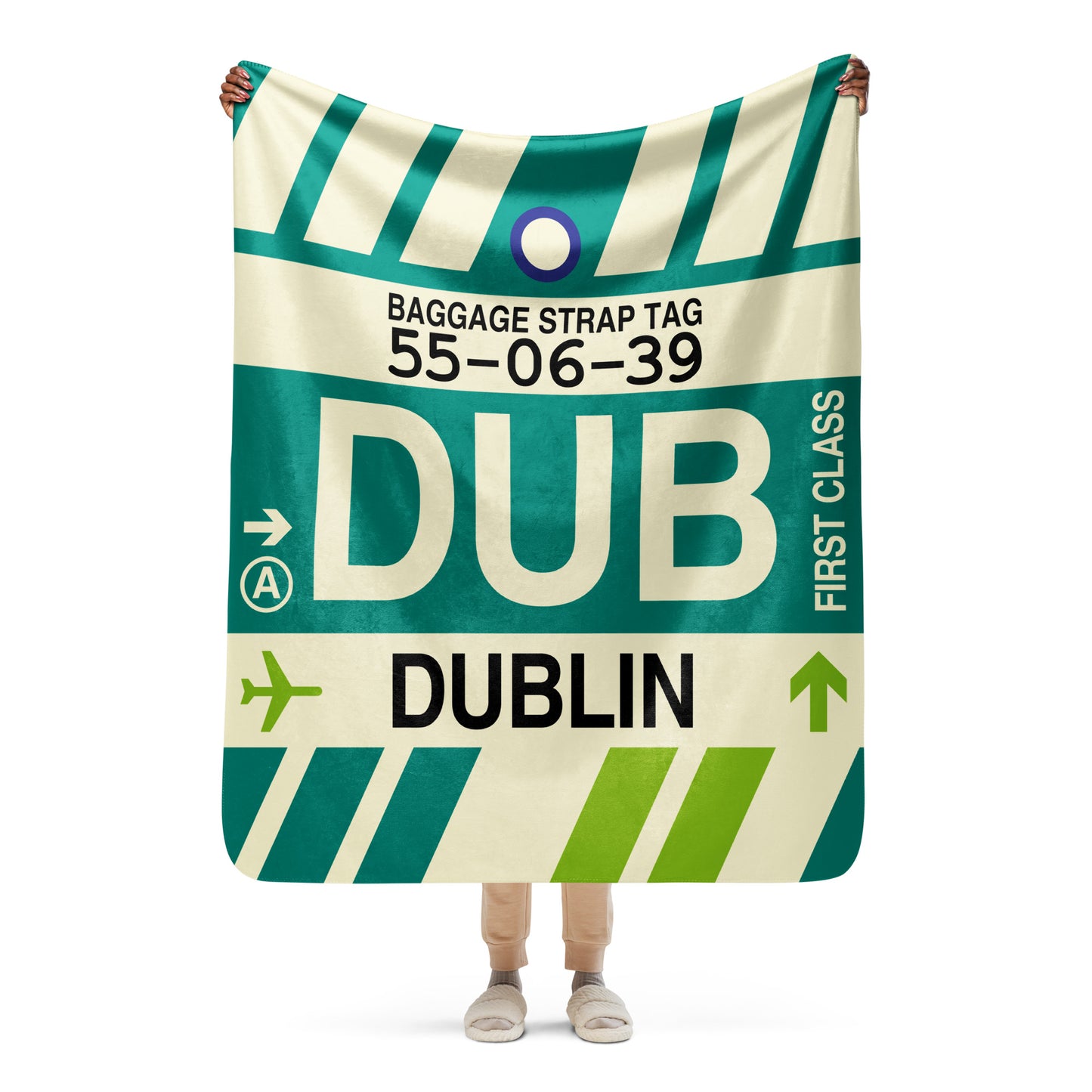 DUB Dublin Sherpa Blanket • Jet Age Baggage Tag Design • YHM Designs - Image 05