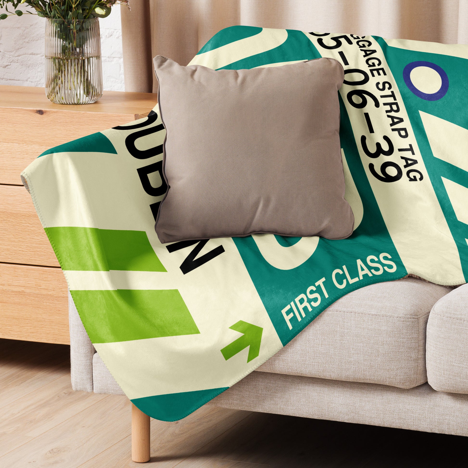 DUB Dublin Sherpa Blanket • Jet Age Baggage Tag Design • YHM Designs - Image 06