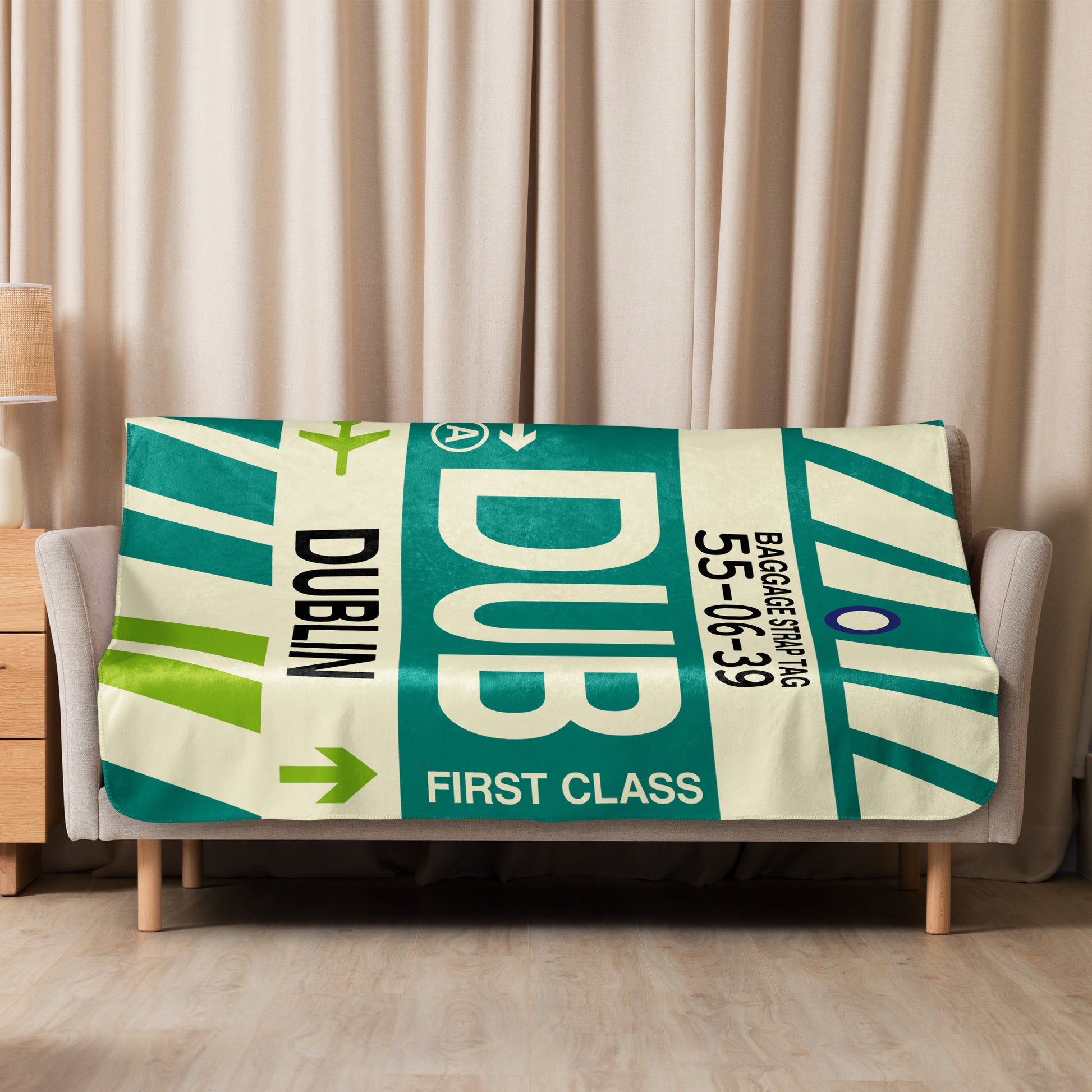 DUB Dublin Sherpa Blanket • Jet Age Baggage Tag Design • YHM Designs - Image 08