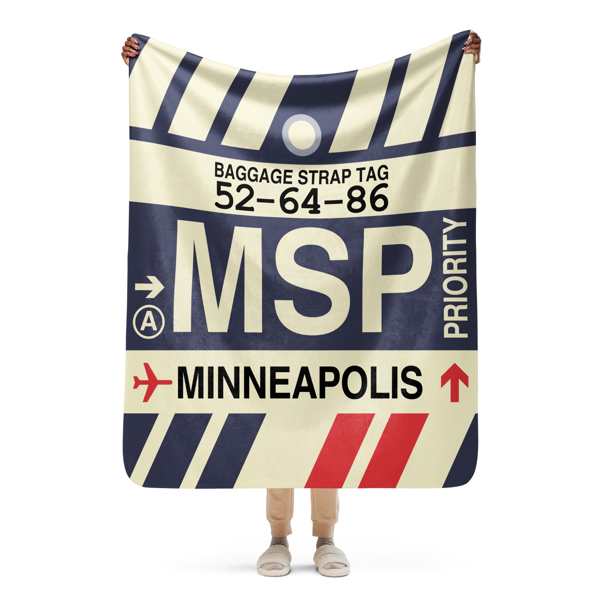 MSP Minneapolis Sherpa Blanket • Jet Age Baggage Tag Design • YHM Designs - Image 05