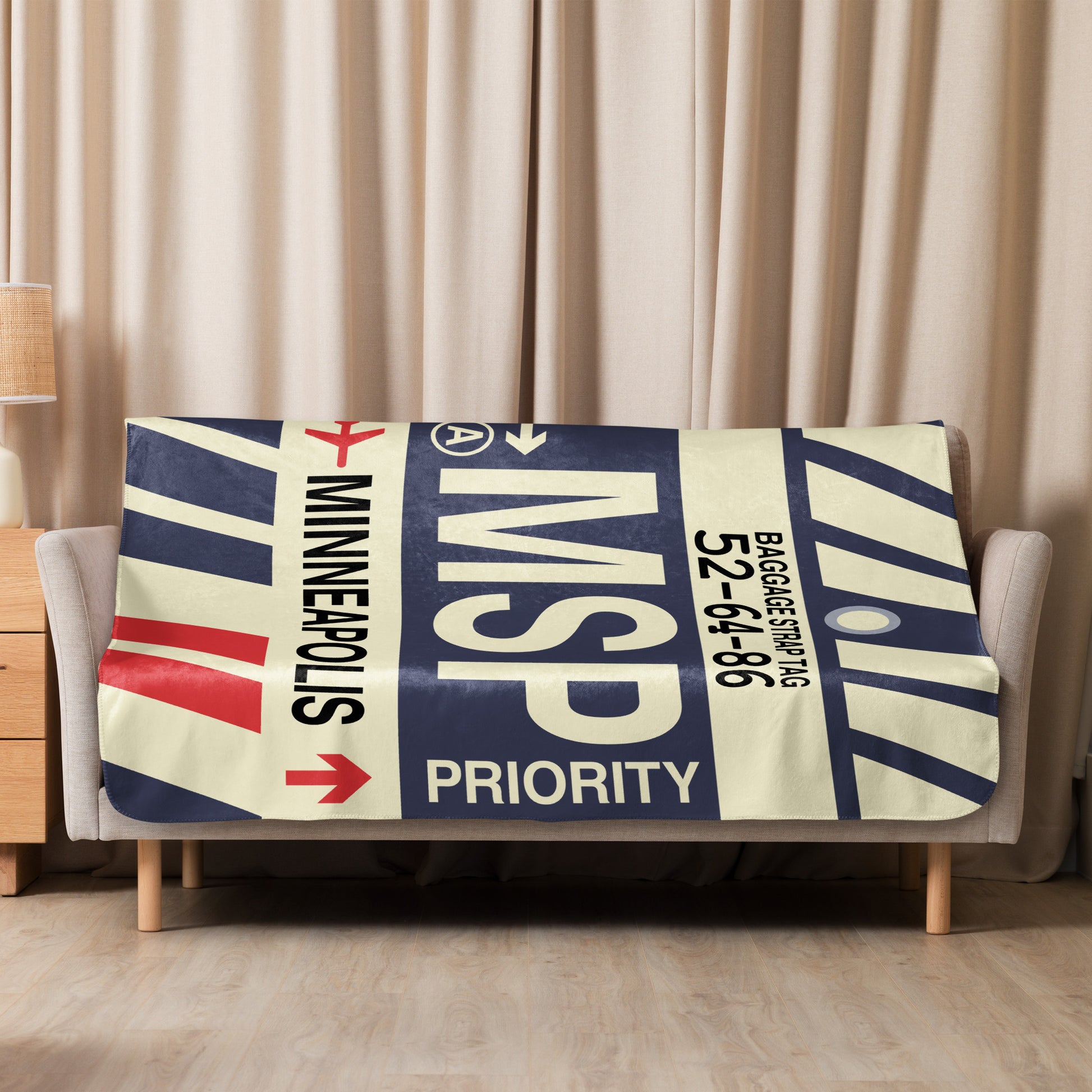 MSP Minneapolis Sherpa Blanket • Jet Age Baggage Tag Design • YHM Designs - Image 08