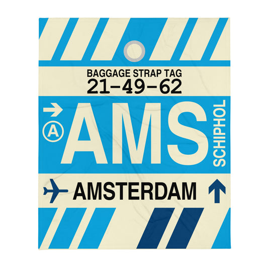 Travel Gift Throw Blanket • AMS Amsterdam • YHM Designs - Image 01