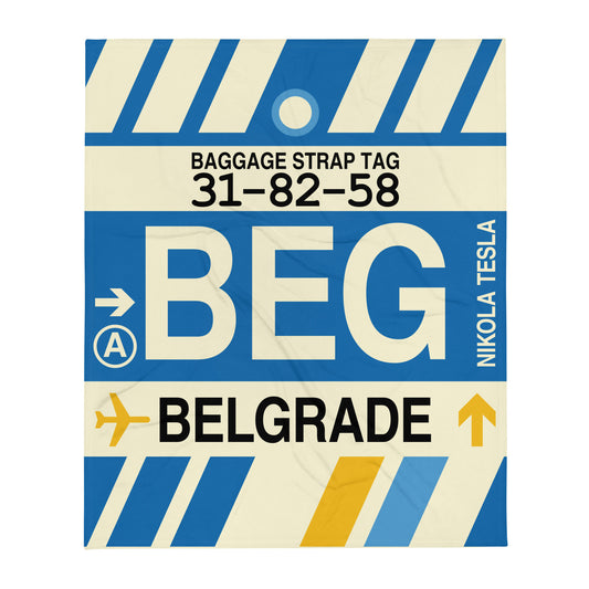 Travel Gift Throw Blanket • BEG Belgrade • YHM Designs - Image 01