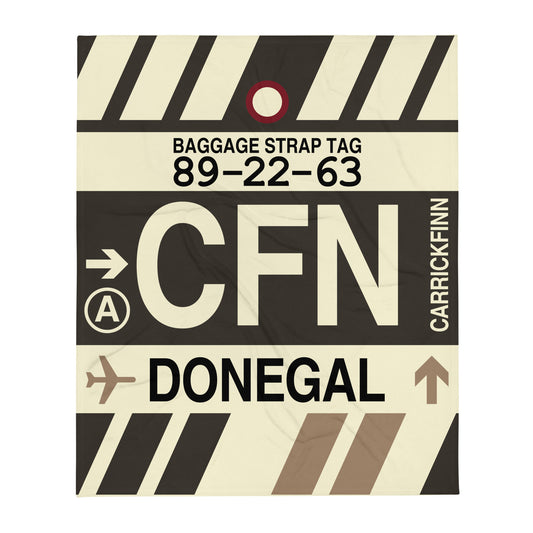 CFN Donegal Throw Blanket • Jet Age Baggage Tag Design • YHM Designs - Image 01