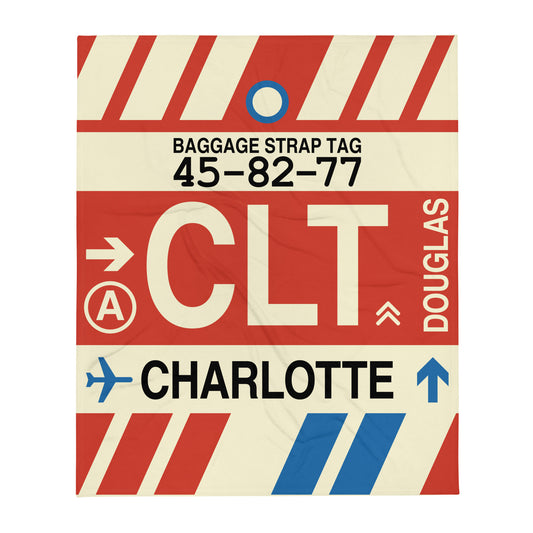 Travel Gift Throw Blanket • CLT Charlotte • YHM Designs - Image 01