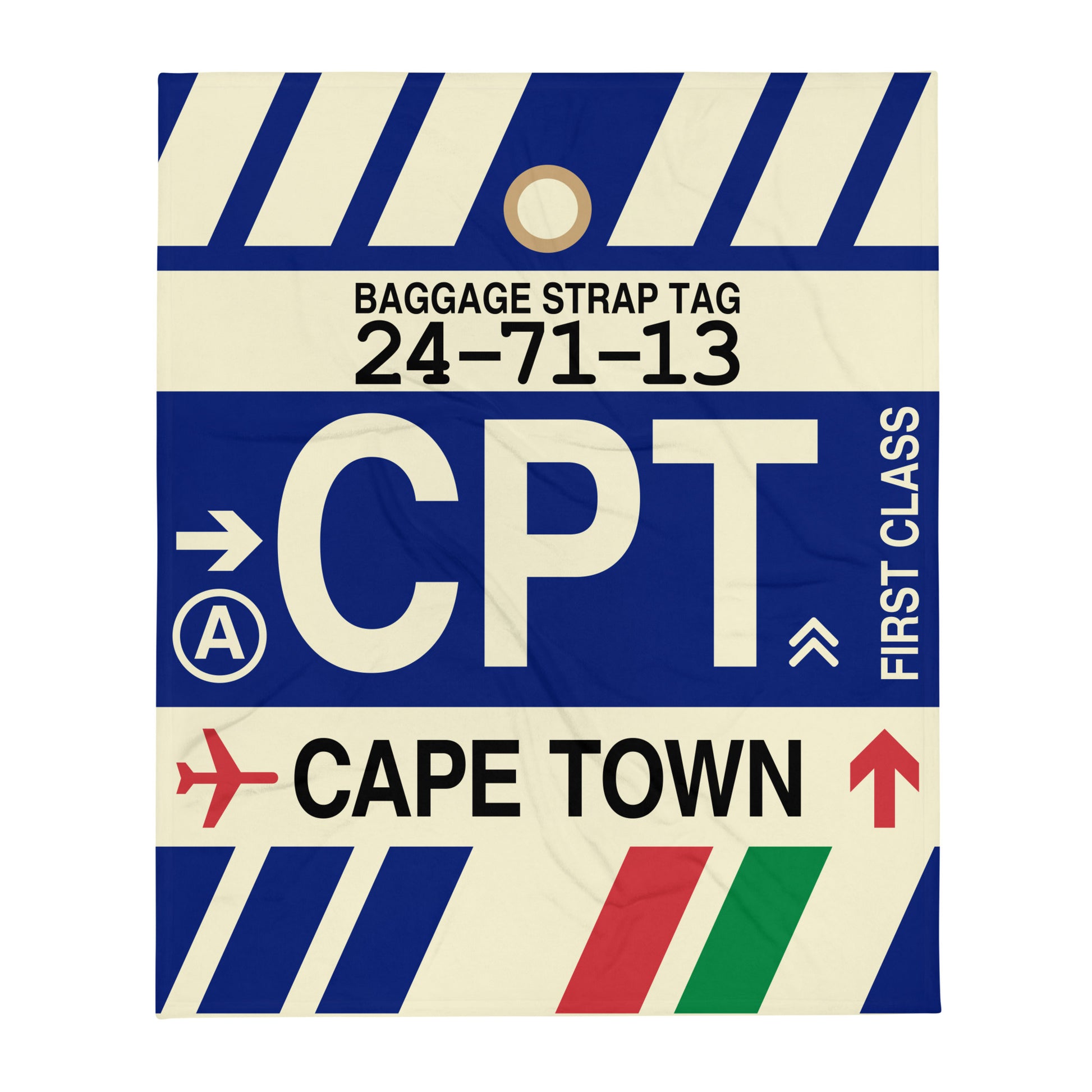 CPT Cape Town Throw Blanket • Jet Age Baggage Tag Design • YHM Designs - Image 01