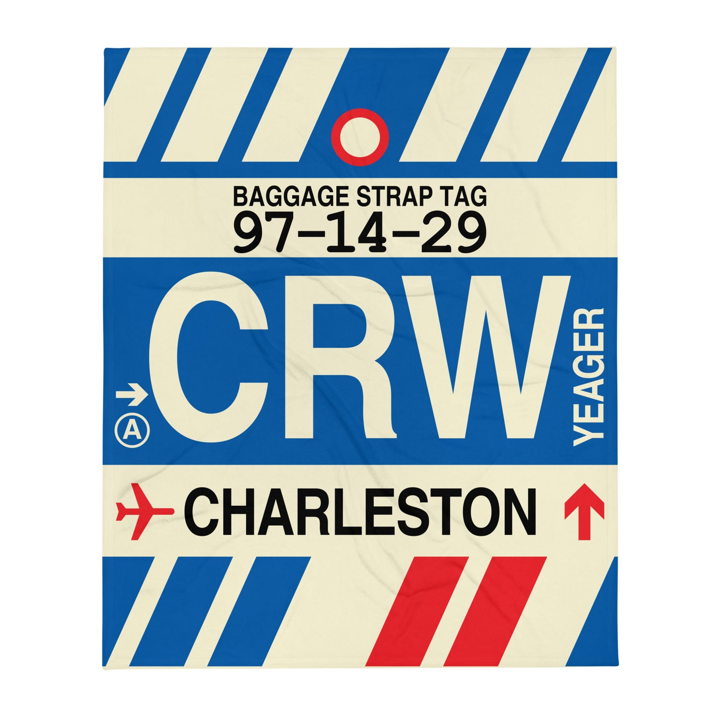 CRW Charleston Throw Blanket • Jet Age Baggage Tag Design • YHM Designs - Image 01