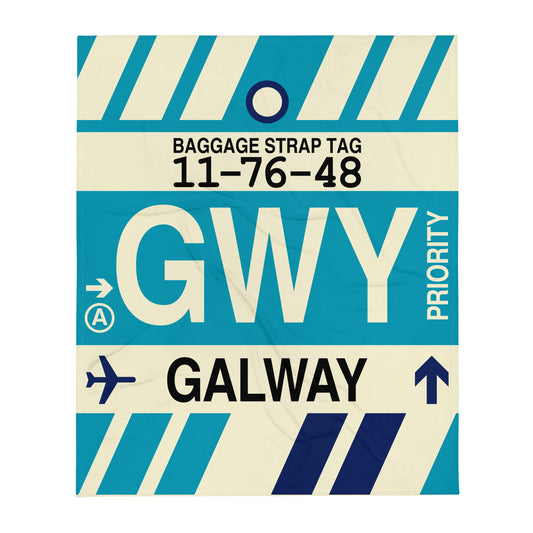 GWY Galway Throw Blanket • Jet Age Baggage Tag Design • YHM Designs - Image 01