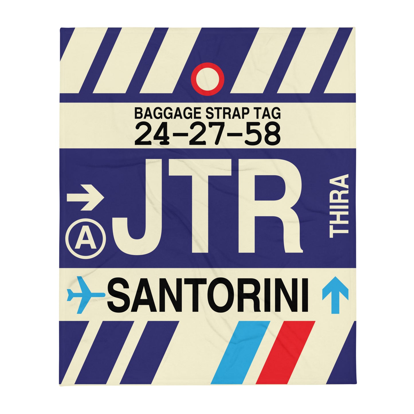 Travel Gift Throw Blanket • JTR Santorini Souvenir • YHM Designs - Image 01