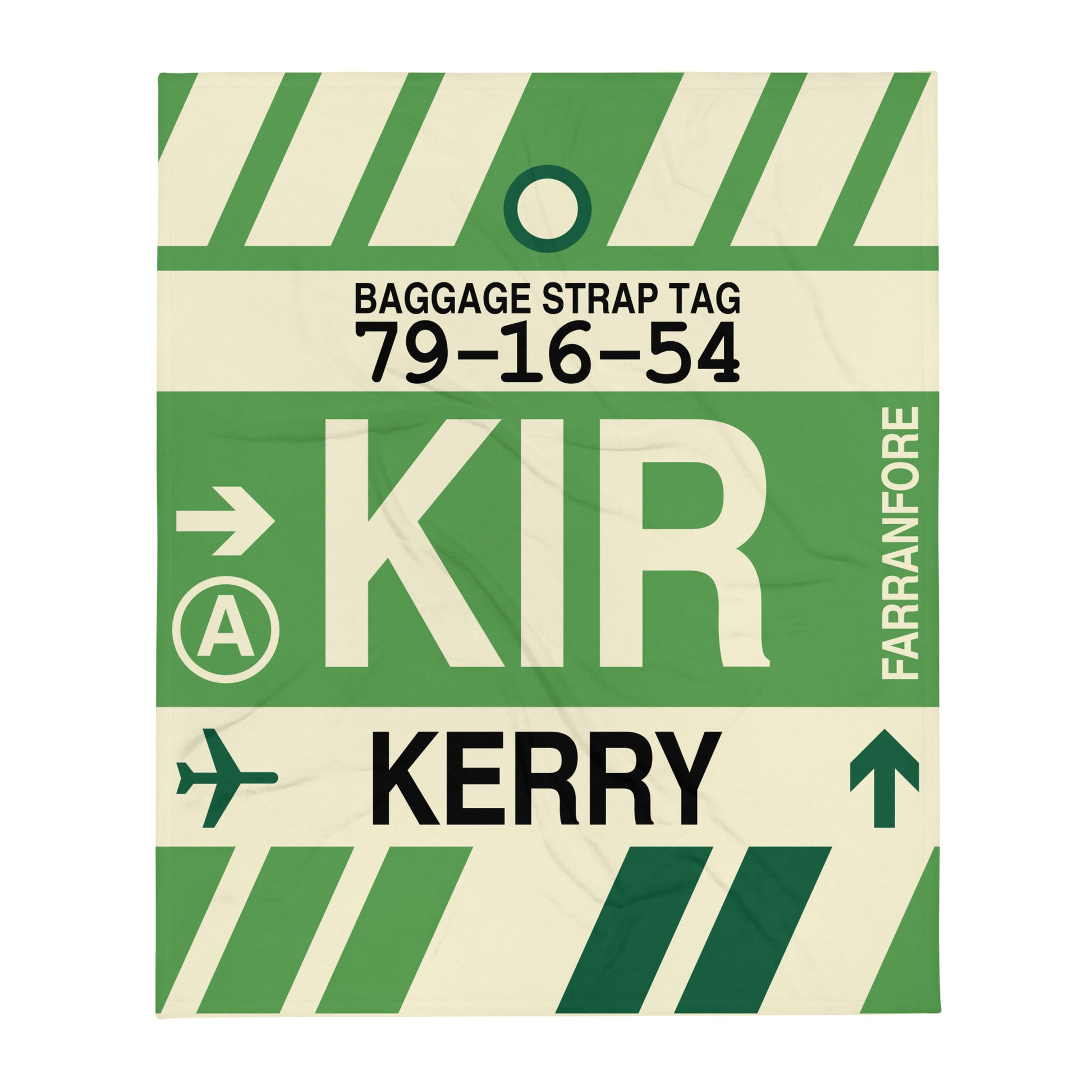 KIR Kerry Throw Blanket • Jet Age Baggage Tag Design • YHM Designs - Image 01