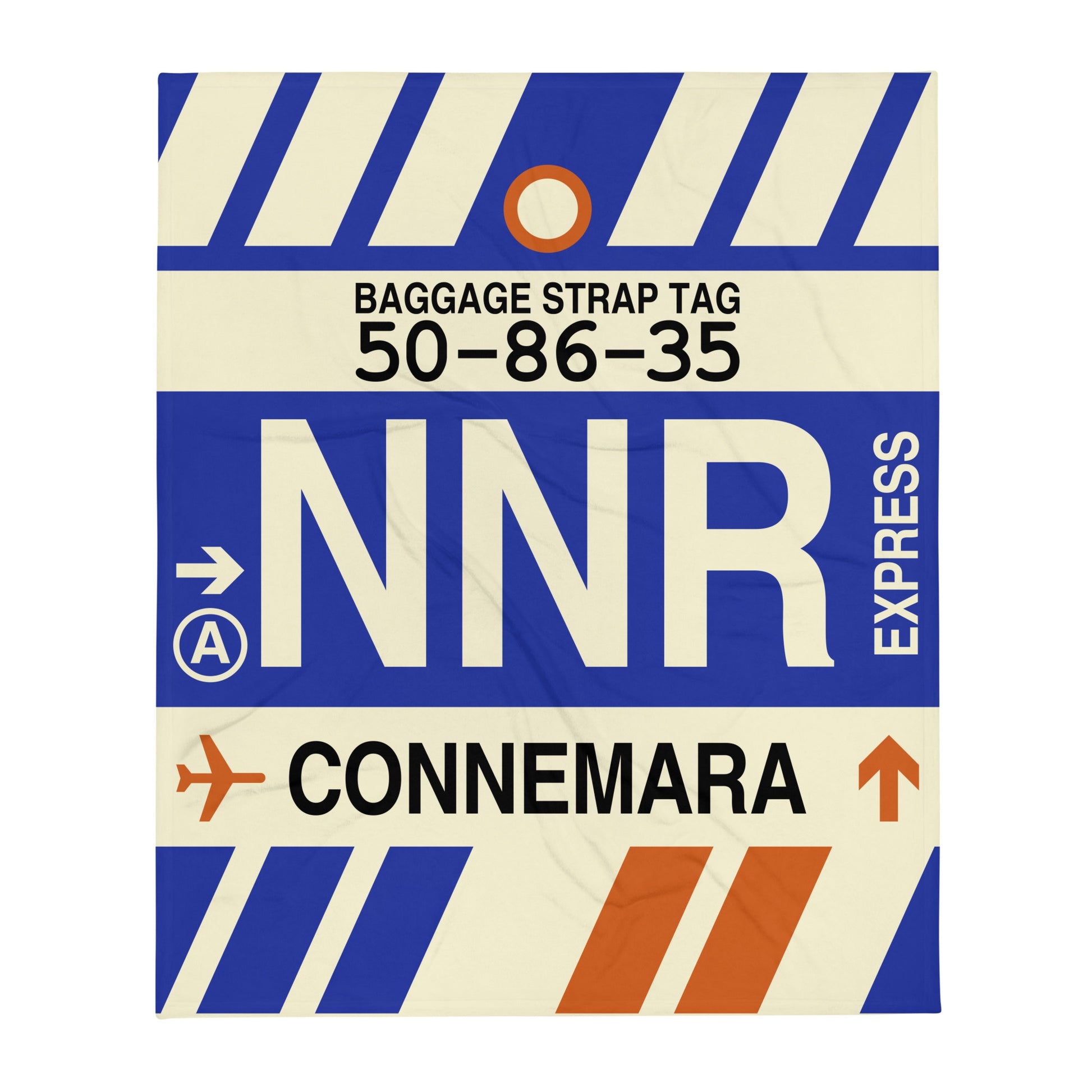NNR Connemara Throw Blanket • Jet Age Baggage Tag Design • YHM Designs - Image 01