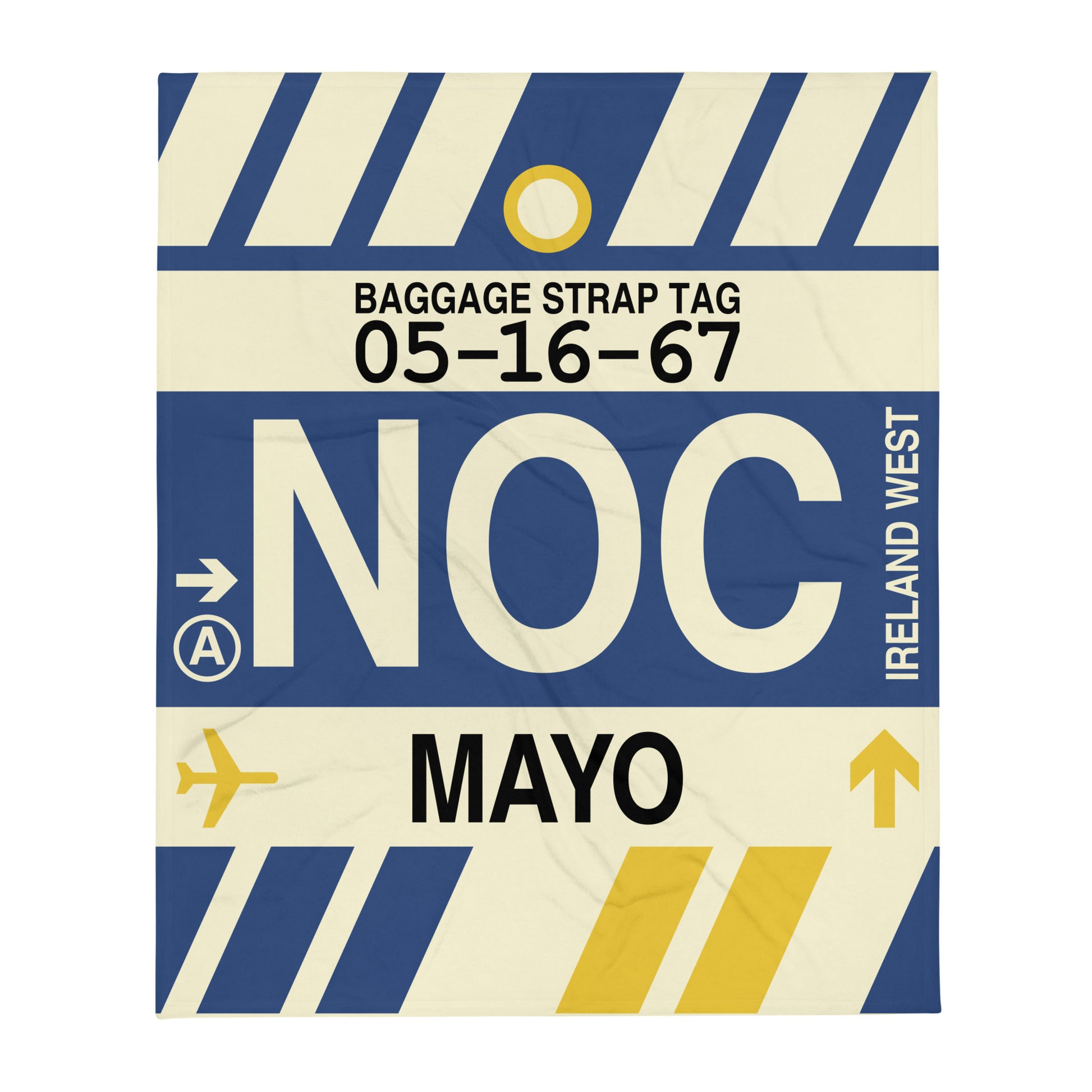 NOC Mayo Throw Blanket • Jet Age Baggage Tag Design • YHM Designs - Image 01