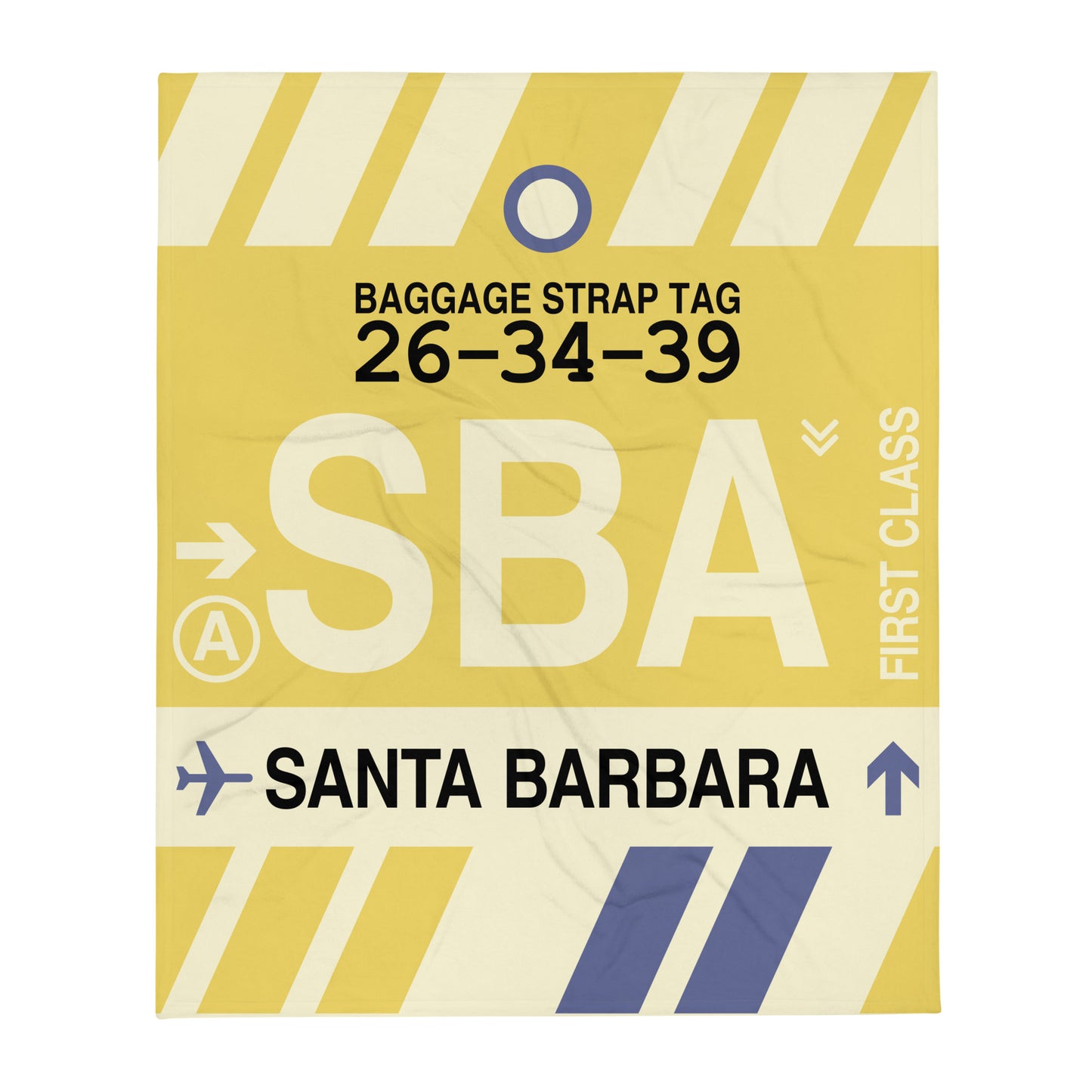 SBA Santa Barbara Throw Blanket • Jet Age Baggage Tag Design • YHM Designs - Image 01