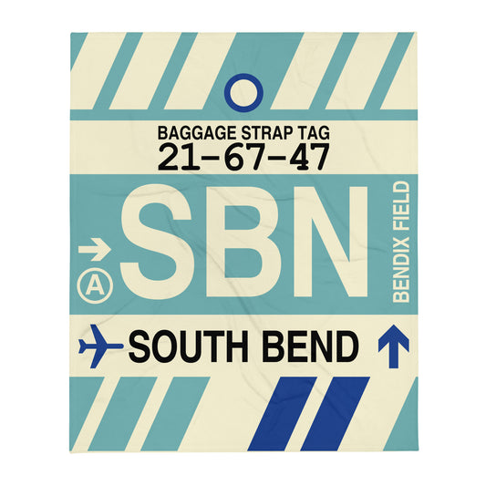 Travel Gift Throw Blanket • SBN South Bend • YHM Designs - Image 01