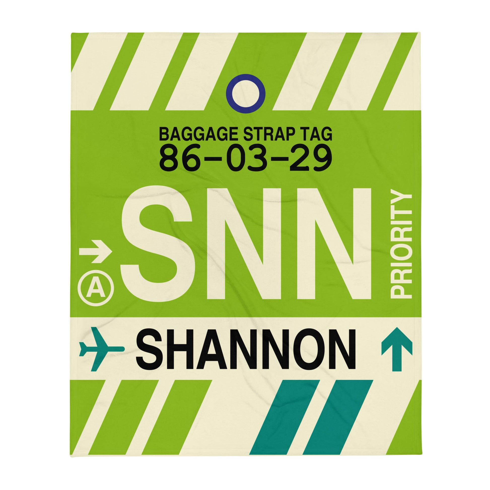 SNN Shannon Throw Blanket • Jet Age Baggage Tag Design • YHM Designs - Image 01