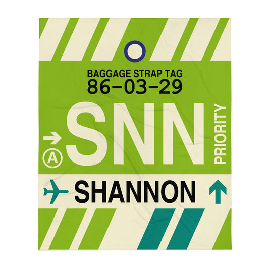 SNN Shannon Throw Blanket • Jet Age Baggage Tag Design • YHM Designs - Image 01