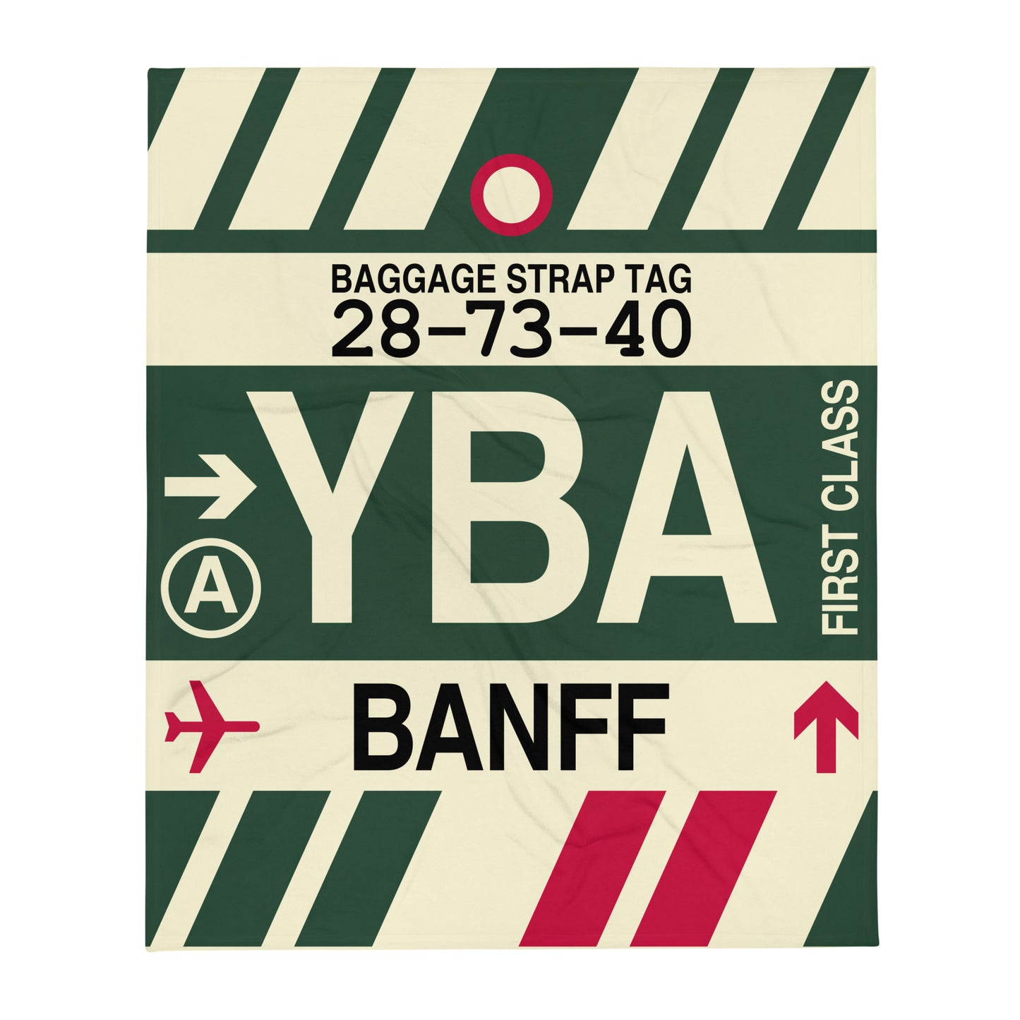 YBA Banff Throw Blanket • Jet Age Baggage Tag Design • YHM Designs - Image 01