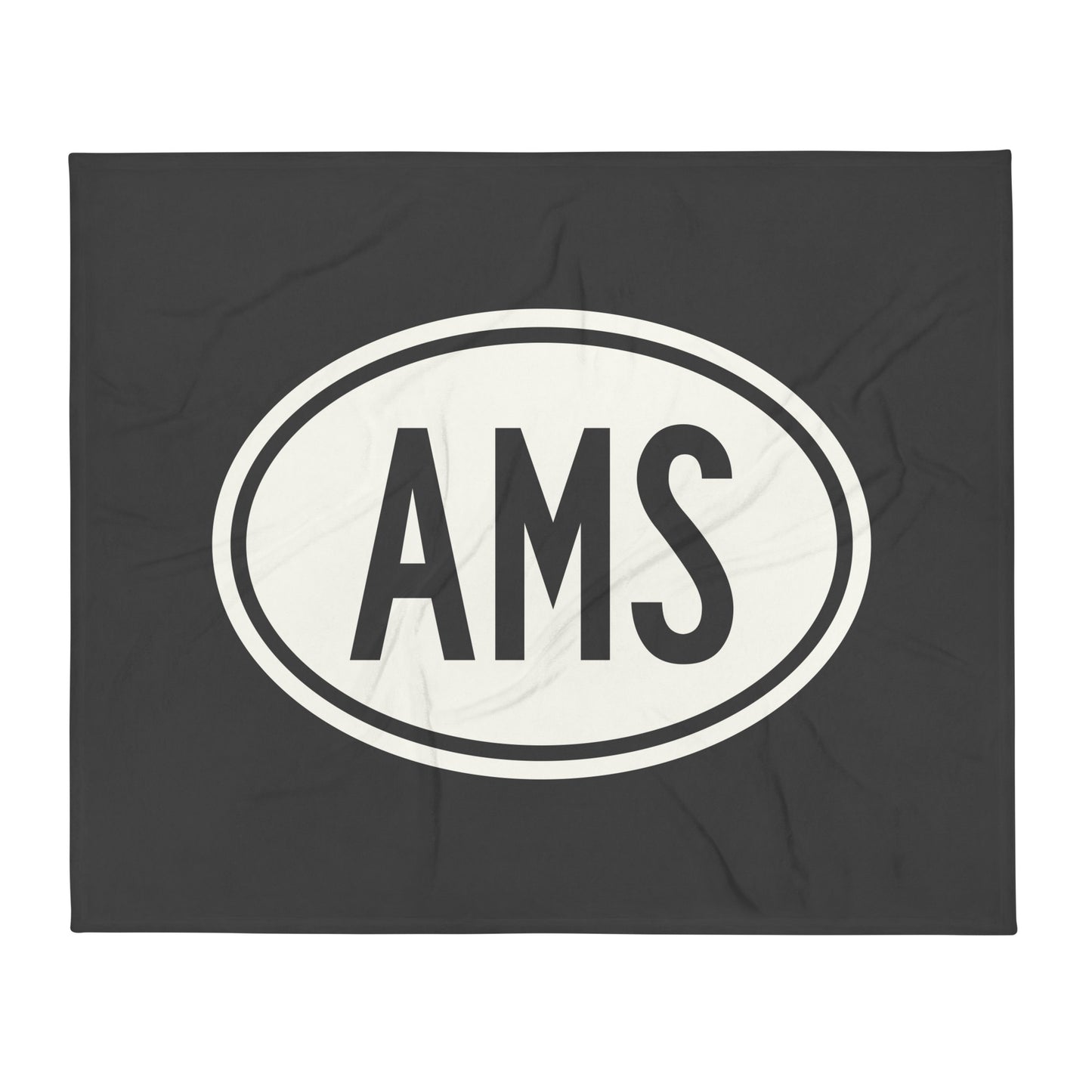 Unique Travel Gift Throw Blanket - White Oval • AMS Amsterdam Souvenir • YHM Designs - Image 01