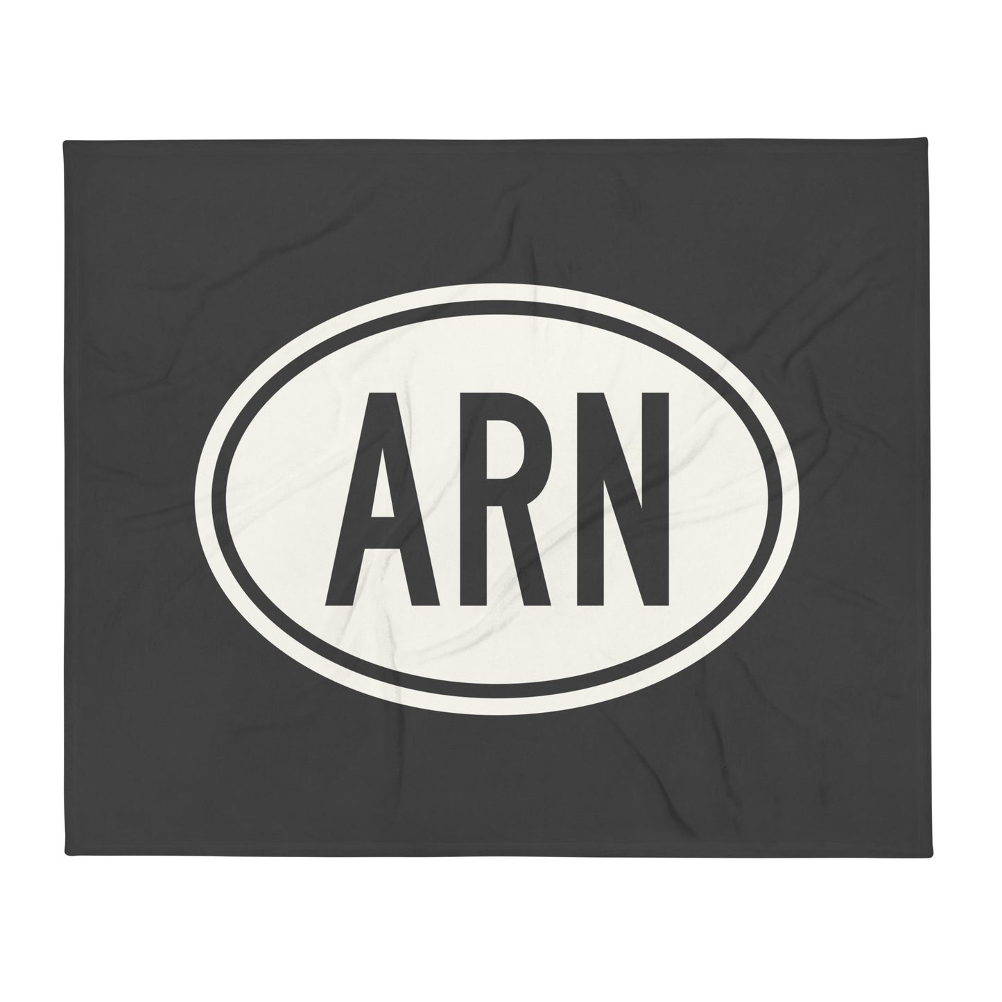 Unique Travel Gift Throw Blanket - White Oval • ARN Stockholm Souvenir • YHM Designs - Image 01