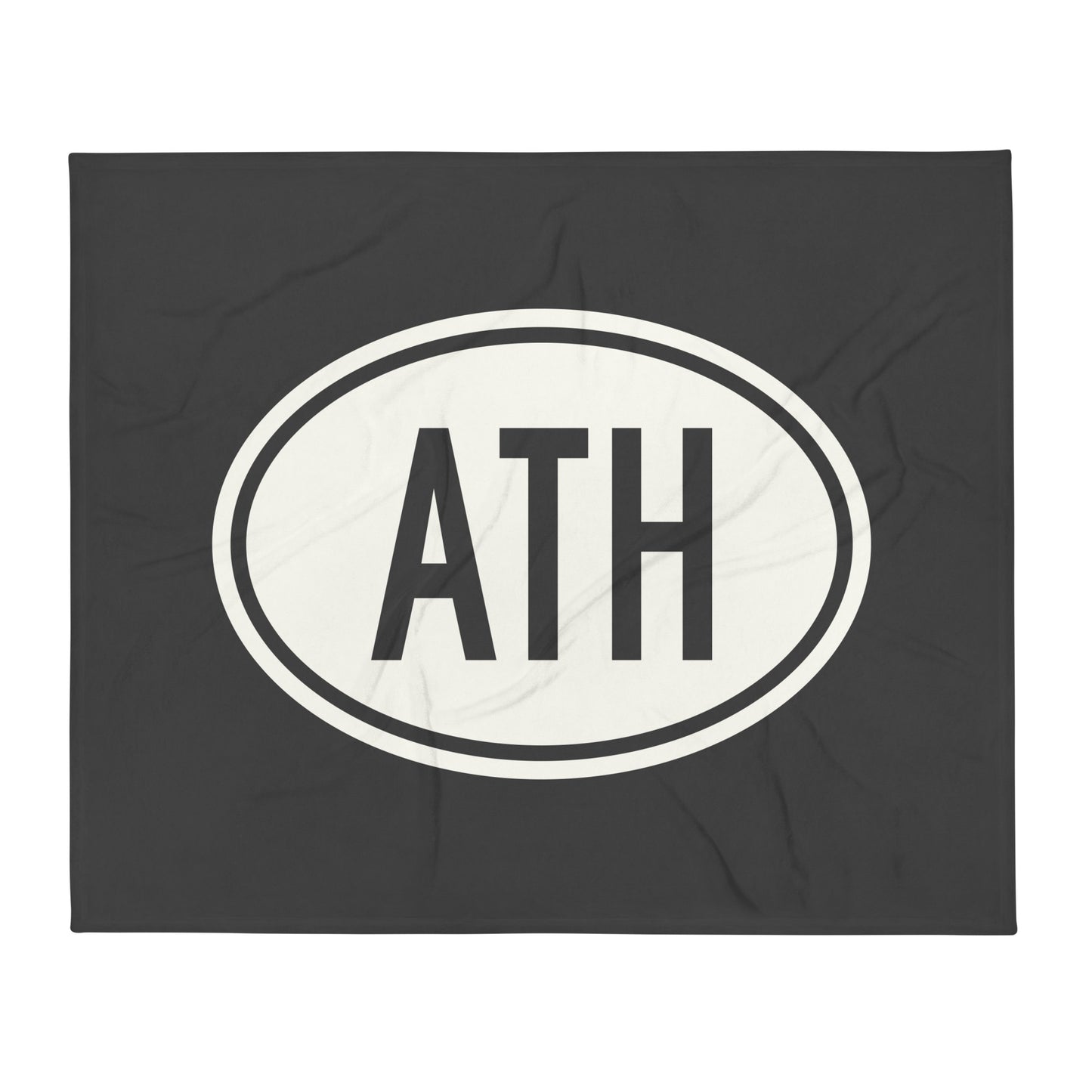 Unique Travel Gift Throw Blanket - White Oval • ATH Athens Souvenir • YHM Designs - Image 01
