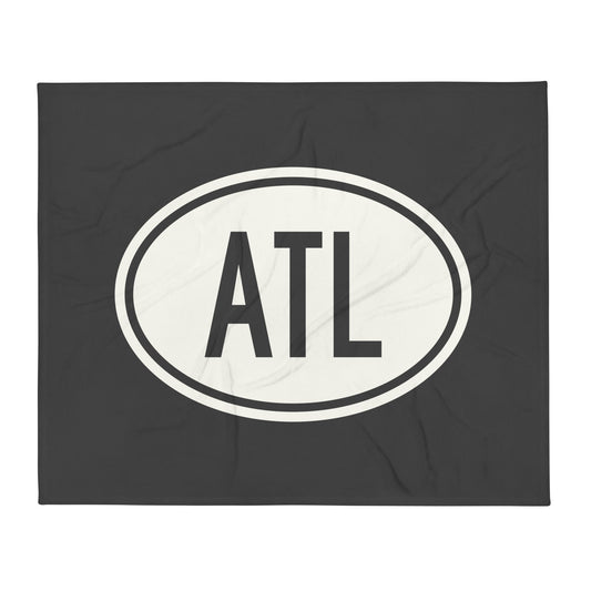 Unique Travel Gift Throw Blanket - White Oval • ATL Atlanta • YHM Designs - Image 01