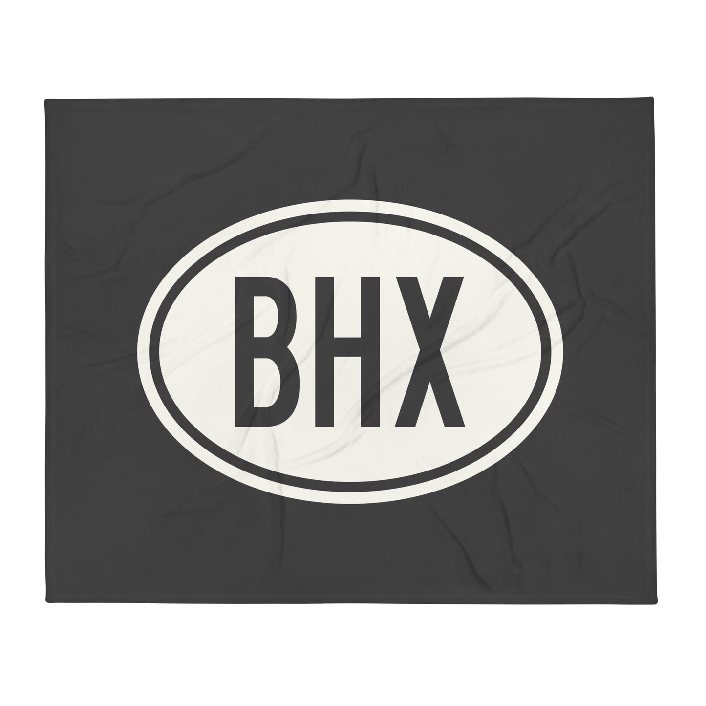 Unique Travel Gift Throw Blanket - White Oval • BHX Birmingham Souvenir • YHM Designs - Image 01