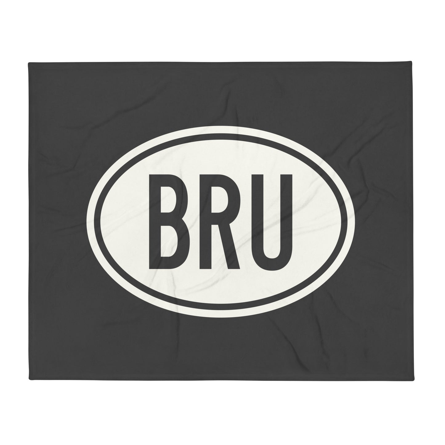 Unique Travel Gift Throw Blanket - White Oval • BRU Brussels Souvenir • YHM Designs - Image 01