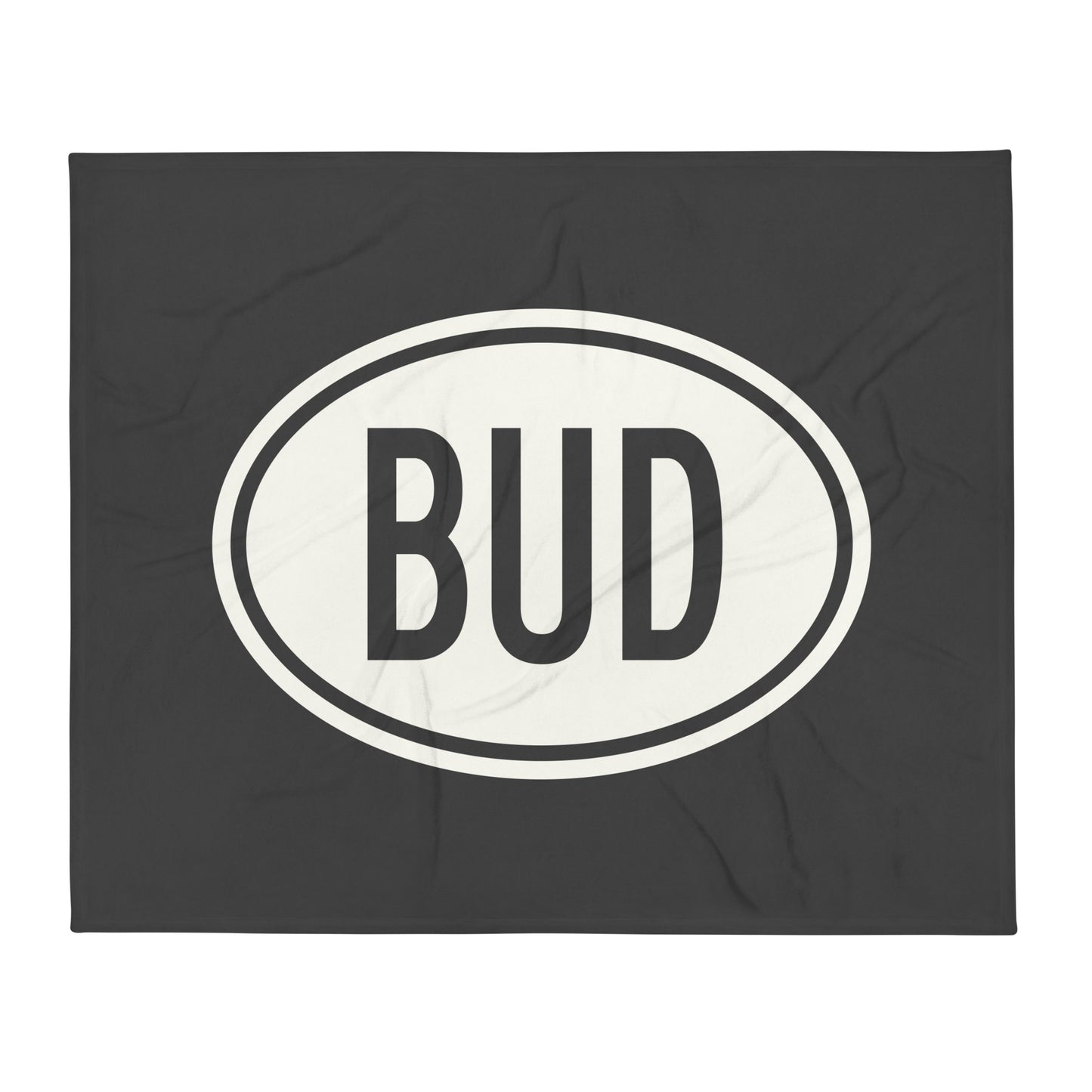 Unique Travel Gift Throw Blanket - White Oval • BUD Budapest Souvenir • YHM Designs - Image 01