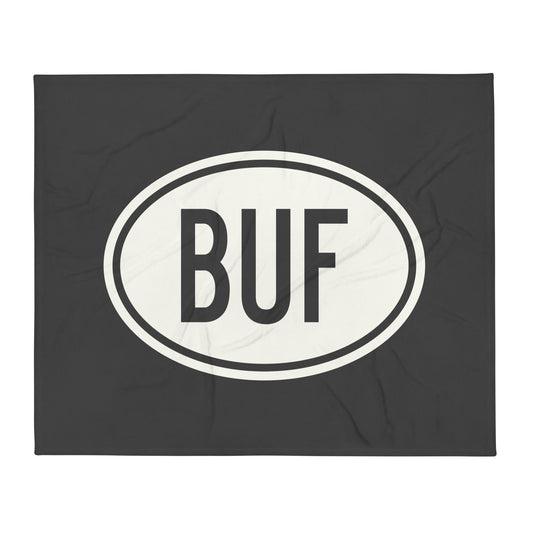 BUF Buffalo Throw Blanket • Eclipse Grey with Oval Car Sticker Design • YHM Designs - Image 01