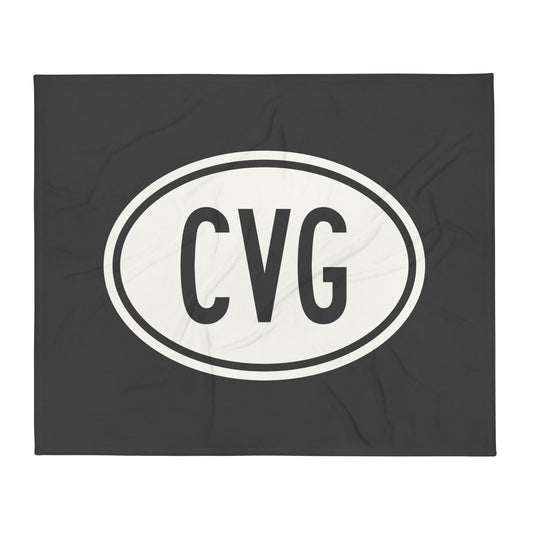 Unique Travel Gift Throw Blanket - White Oval • CVG Cincinnati • YHM Designs - Image 01